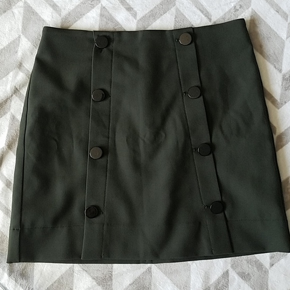 LOFT Skirts Loft Army Green Button Skirt Sz 8 Poshmark